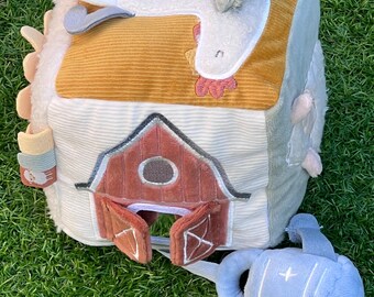 Soft Toy Cube Rattle:  5-Inch Square Gentle and Squeezy