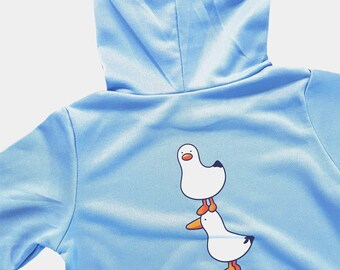 Lightweight Sweatshirt Blue: with triple white ducks motif