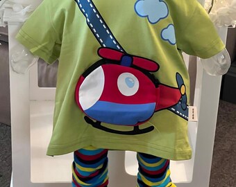 Tee-Shirt: with Helicopter Purse at front - Bright Motif