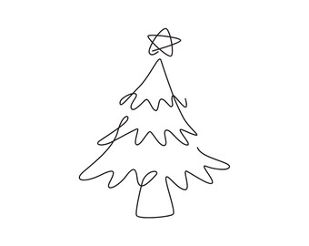 Minimalist Folded Christmas Card 140mm Square (Christmas Tree Sketch)