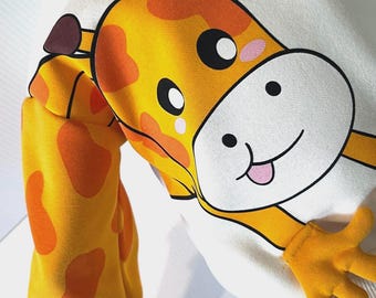 Sweatshirt: with Bright Giraffe Motif at front