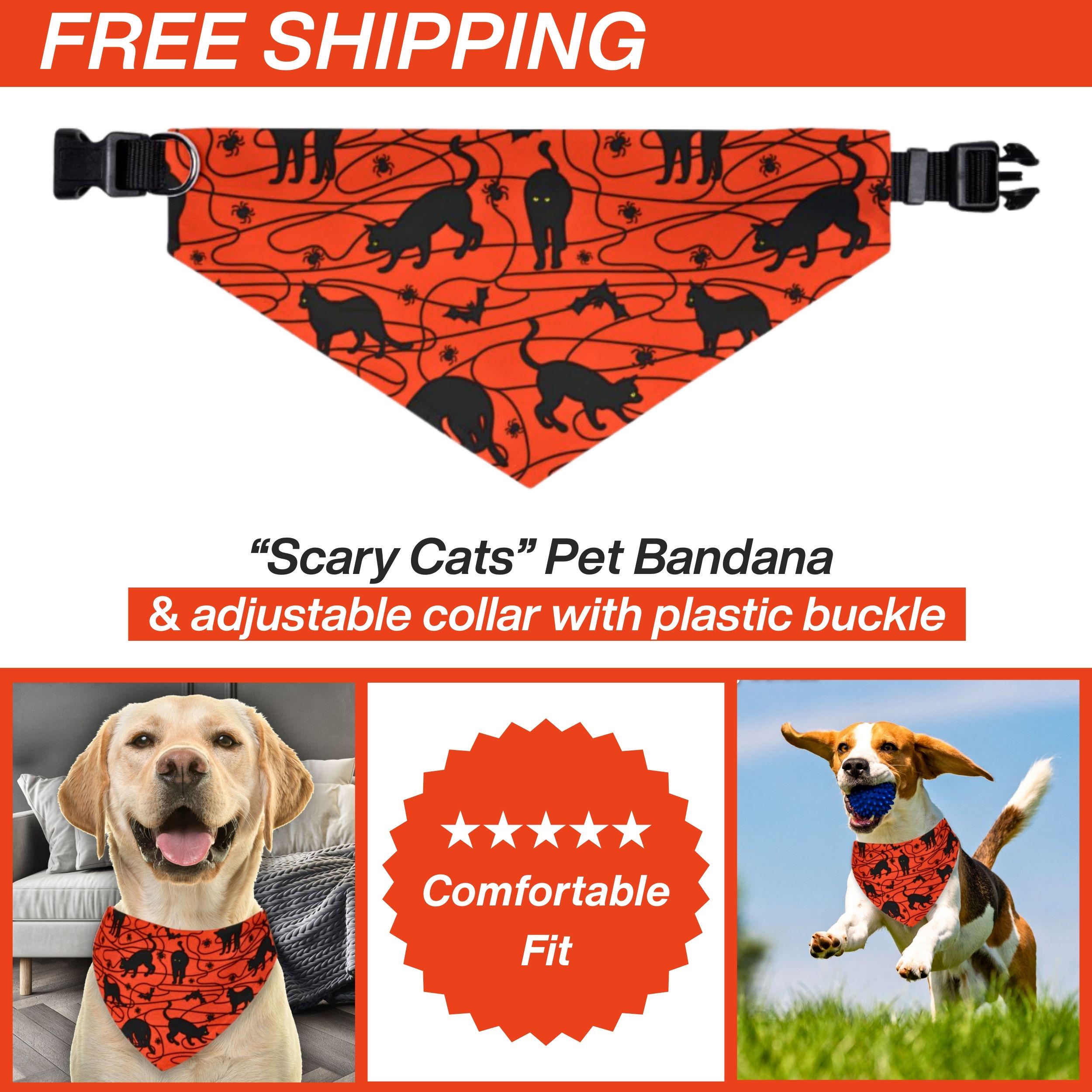 dog bandana collar, Scary Cats Halloween Pet Bandana Collar, Halloween Pet Costume