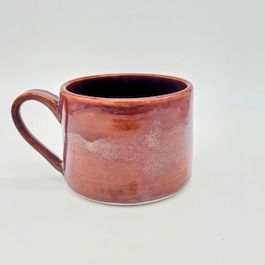 Orange and Red Mug with Purple Interior, 9.5oz, modern ceramic pottery