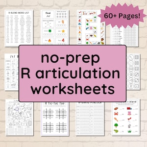 No-Prep Speech Therapy Articulation Worksheets