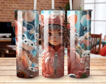 3D Anime cartoon pastel, 20 ounce Tumbler, Sublimation Art - Instant Download for Commercial Use Download