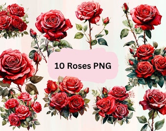 Red Roses Clipart, Red Roses Png, Floral Arrangement, Rose Wreath, Wedding clipart, Instant Download, Commercial Use, Transparent