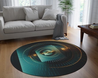 Portail de séquence de Fibonacci vert avec tapis lumineux,