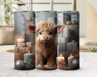 Baby Highland Cow Christmas, Birthday, Baby Shower, 20oz tumbler, PNG Digital Download