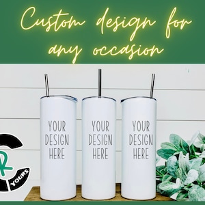 Vaso delgado de sublimación de 20 oz | Hecho a medida | Regalo personalizado | Para cualquier ocasión | Vaso de regalo | Vasos comerciales