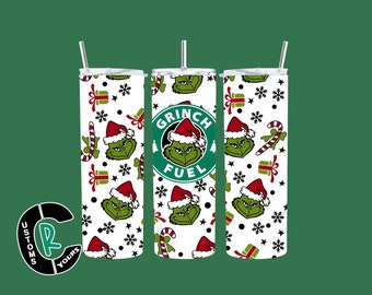 Grinch Fuel 20 oz Skinny Sublimation Tumbler I Christmas Gift