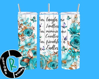 Best Friends Floral Tumbler: 20 oz Skinny Stainless Steel Gift