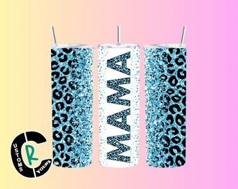 Mama Stainless Steel Tumbler, Insulated Travel Mug - Leopard Print