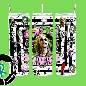 BeetleJuice Inspired Halloween Tumbler 20oz - Spooky BeetleJuice Drinkware - Halloween Party Gift - Reusable Cup