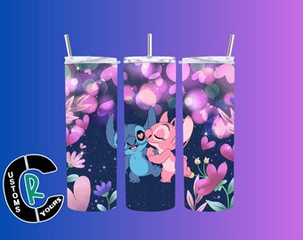 Stitch and Angel 20 oz Skinny Tumbler, Sublimation Design