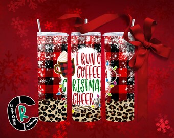 Christmas Cheer Tumbler, Leopard & Plaid, 20 oz Holiday Gift