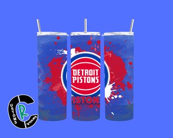 Detroit Pistons Tumbler, Abstract Stainless Steel Drinkware
