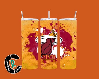 Miami Heat Inspired 20 oz Tumbler I Stainless Steel Drinkware I For Sports Fan I Perfect Basketball Fan Gift