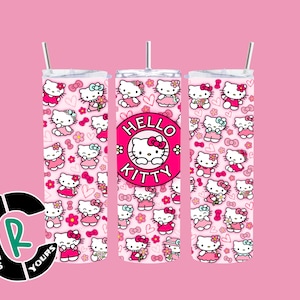 Pink Cute Kitty Cartoon 20 oz Sublimation Skinny Tumbler I Birthday Gift I Personalized Gift