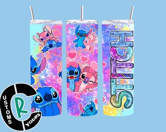 Pink and Blue Twist Stitch Angel Inspired 20 oz Sublimation Skinny Tumbler