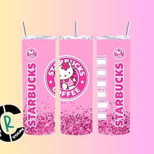 Kitty Coffee Pink 20 oz Sublimation Skinny Tumbler I Coffee Lovers I Gift
