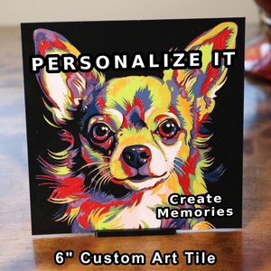 Painted Chihuahua 3D Printed Textured Art Tile - Chihuahua Lover, Chihuahua Mom, Chihuahua Necklace Hanger, Chihuahua Bowl, Chihuahua Art