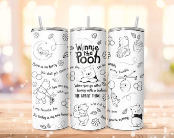 Winnie The Pooh 20oz Tumbler Wrap PNG, Pooh Bear Quote Wrap Design, Classic Pooh Sublimation, Honey Bear Digital Download