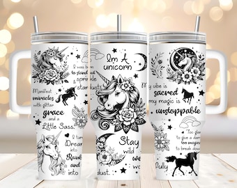 Unicorn Affirmation 40oz Tumbler Laser Engraving Wrap Magical Unicorn Tumbler Wrap SVG 40oz Laser Engraved SVG For Laser Rotary