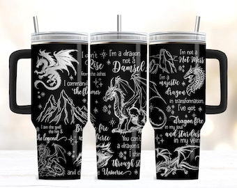 Dragon Affirmation 40oz Tumbler Laser Engraving Wrap Dragon Tumbler Wrap SVG 40oz Laser Engraved SVG For Laser Rotary 9 Free Tumbler Wrap