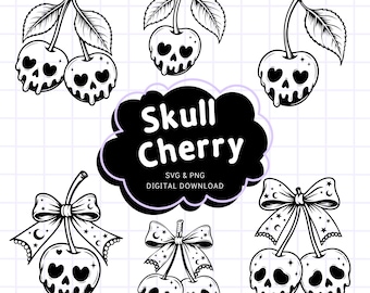 Spooky Skull Cherry SVG PNG, Halloween Gothic Shirt Design (Digital Download)
