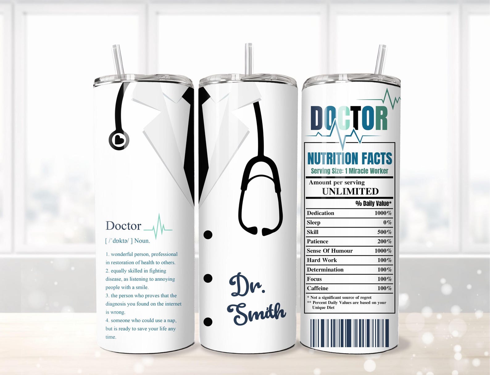 QASHWEY Set Di Bicchieri Da Acqua Tumblers - Bicchieri Per Viaggio E Casa - 472LD-QCB-doctor - 2