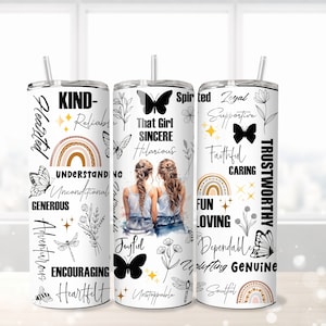 Best Friend 20oz Skinny Tumbler Sublimation Design Bestie Gifts for Women Friendship Gifts Tumbler Wrap PNG Digital Download