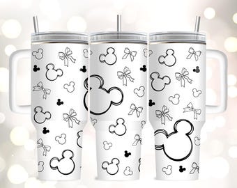 Mickey Coquette Bow 40oz Tumbler Laser Engraving Wrap Mickey Pattern Tumbler Wrap SVG 40oz SVG For Laser Rotary 9 Free Tumbler Wrap