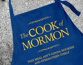 LDS Cook of Mormon Apron, Book of Mormon Style Apron For Women and Man, Baking Apron, Baker Gift, Mormon Gift, Cute Apron, Printed Apron
