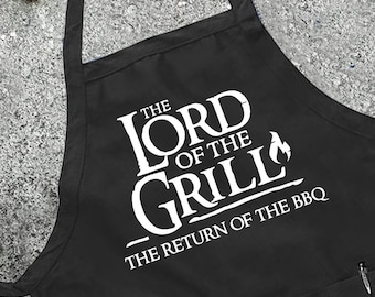 The Lord of The Grill BBQ Apron with Pockets, Gift for Daddy