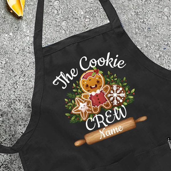 Personalized The Cookie Crew Apron, Customized The Cookie Crew Apron, Kitchen Apron, Funny Apron, Christmas Apron, Christmas Cookie Apron