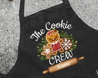 Personalized The Cookie Crew Apron, Customized The Cookie Crew Apron, Kitchen Apron, Funny Apron, Christmas Apron, Christmas Cookie Apron