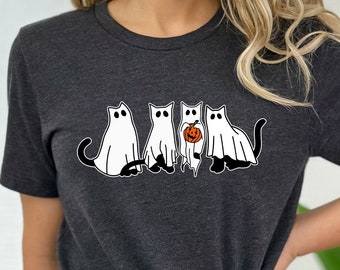 Ghost Cat Halloween Shirt: Spooky Season Tee
