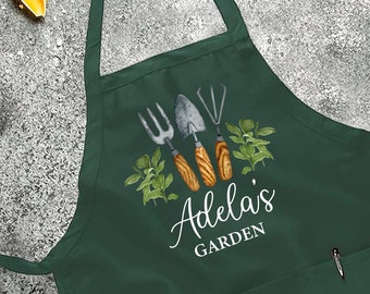 Customized Apron, Gardening Apron, Personalized Gift, Cute Apron For Women Men, Cute Cotton Apron, Printed Apron, Gardener Gif, Plant Lover