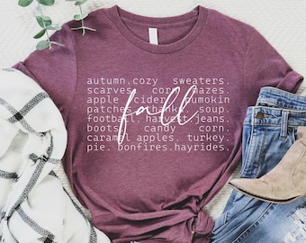 Fall Words Graphic T-Shirt: Autumn Thanksgiving Tee