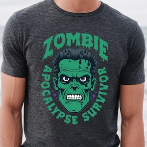 Zombie Apocalypse Survivor Halloween Shirt, Spooky Zombie Graphic Shirt, Unique Halloween Shirt, Zombie Apocalypse Shirt, Frankenstein Shirt