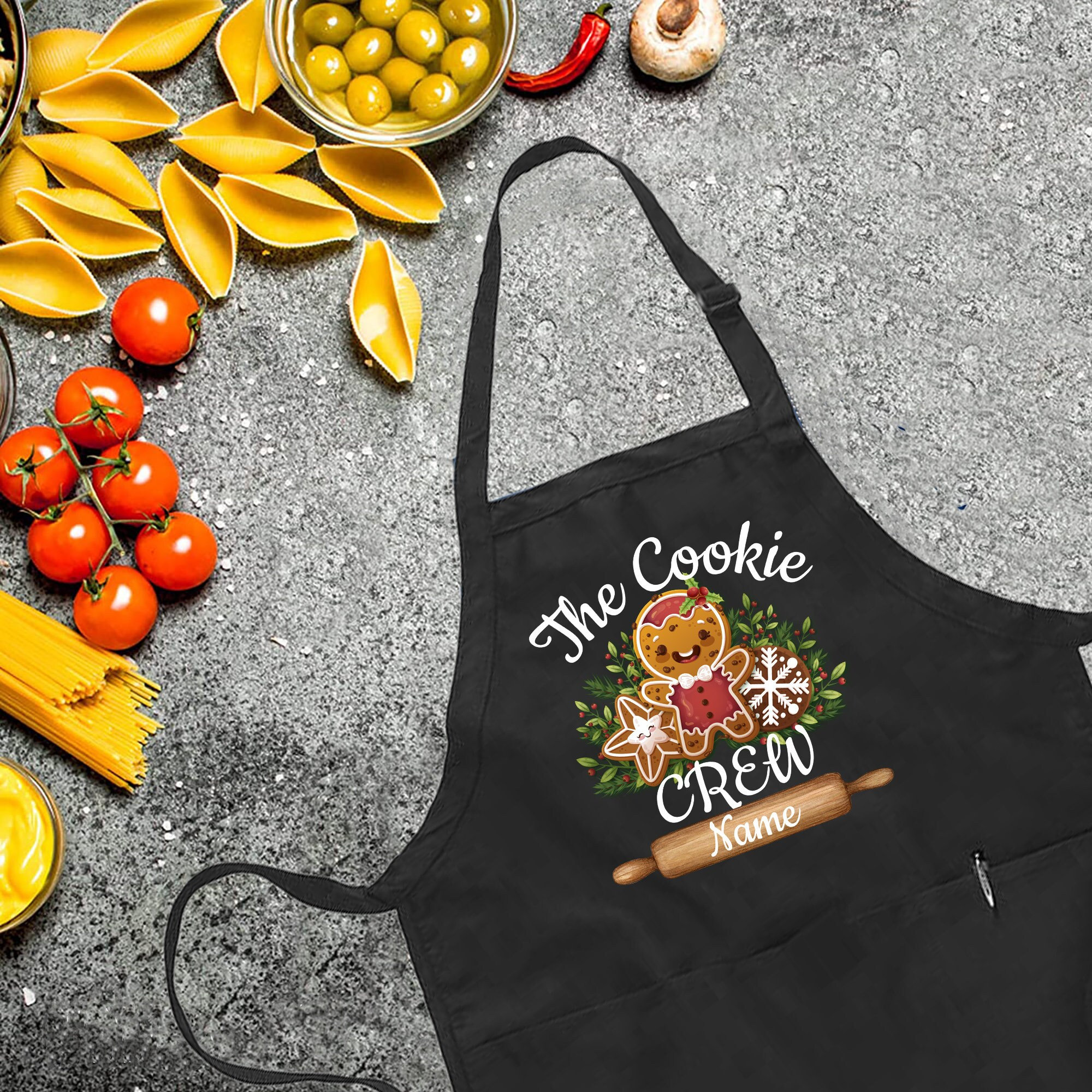 Personalized Christmas Cookie Crew Apron: Funny Kitchen Apron