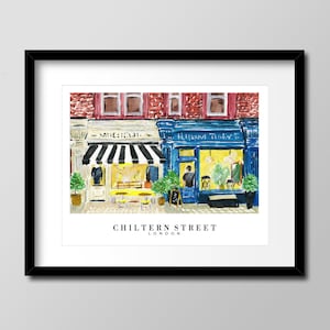 Marylebone London Watercolor Art Print: Travel Sketch, Coffee Shop