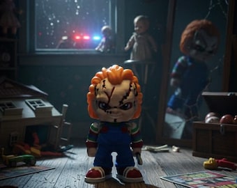Chucky Flexi Figure – 3D Printed Horror Collectible | Moveable Head | 2.5” Tall | Spooky Desk Toy