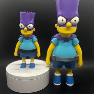 Bartman 3D gedruckte Figur – Die Simpsons Cartoon Superheld | 2 Größen erhältlich | Bart Simpson Sammlerspielzeug Display