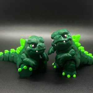 3D Printed Flexi Godzilla: Poseable Mini Kaiju Toy, Forest Green