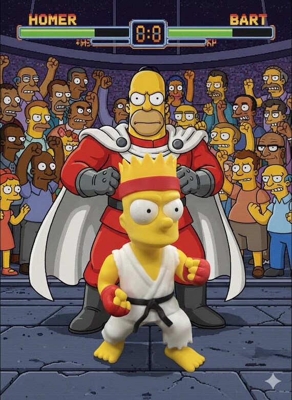 Street Fighter Bart Simpson 3D Printed Mashup – Gamer Collectible