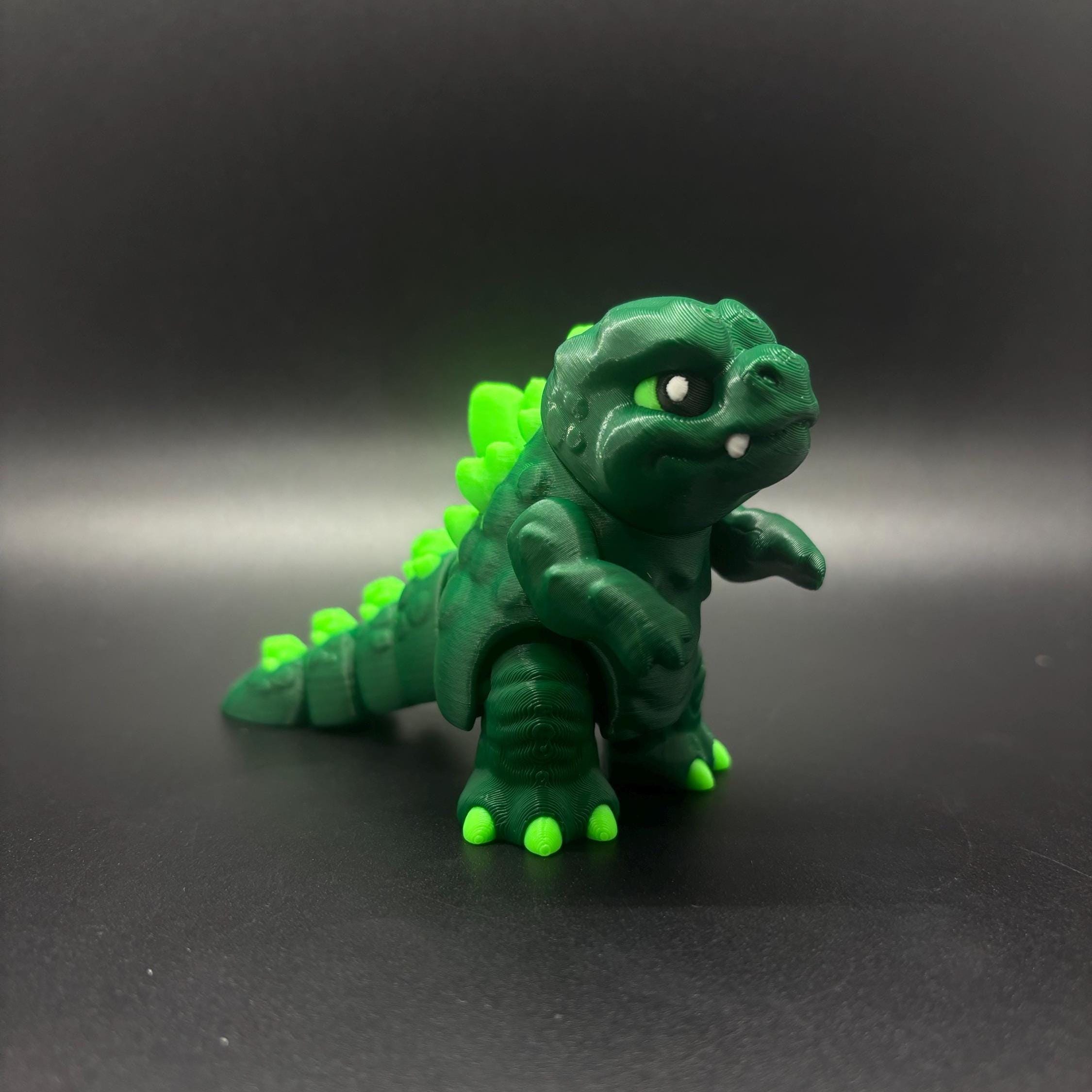 3D Printed Flexi Godzilla: Poseable Mini Kaiju Toy, Forest Green - Etsy ...