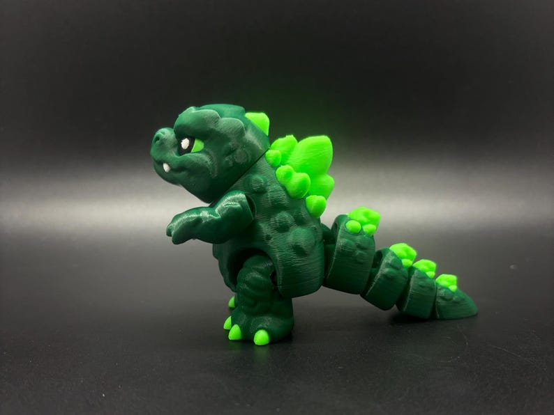 3D Printed Flexi Godzilla: Poseable Mini Kaiju Toy, Forest Green - Etsy