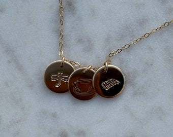 Gilmore Charm Necklace, 14K Gold Filled or Sterling Silver Dainty Jewelry, Where You Lead, Gift for Mom and Daughter, Luke’s Coffee Necklace