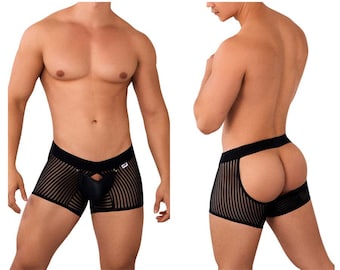 Men's Exotic Mesh Boxer Briefs Trunks Color Black